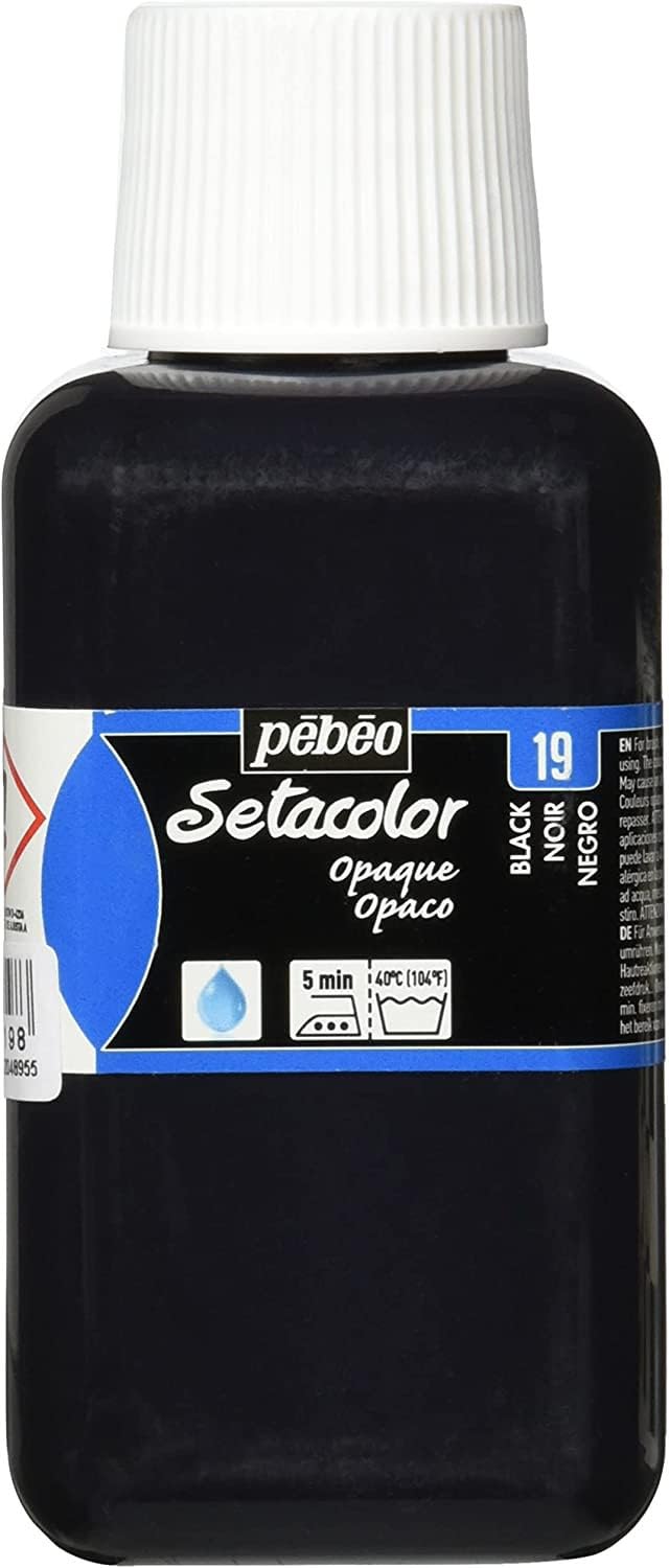 Setacolor Opaque Fabric Paint 250-Milliliter Bottle, Black, 8.5 Fl Oz (Pack of 1)