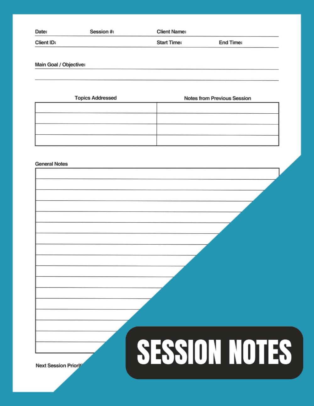Therapy Session Notes Notebook: Client Progress & Treatment Plan Logbook (8.5x11”, 60 Pages): Structured Record Book for Therapists, Counselors, Coaches & Social Workers