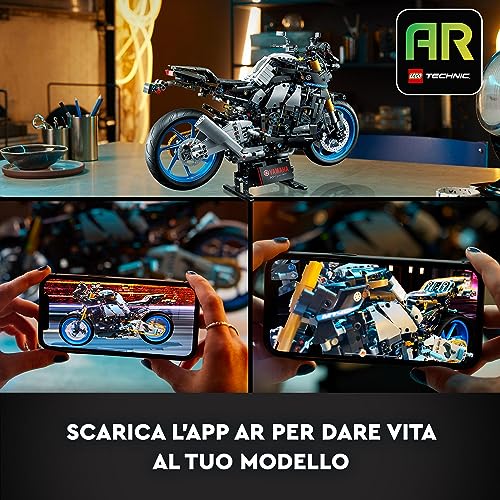 42159 Technic Yamaha MT-10 SP, Modellino Moto per Adulti da Costruire, Replica di Motocicletta con Motore a 4 Cilindri, Sterzo Funzionante e App AR, Veicolo Regalo per Uomo e Donna - Lego - Immagine 6