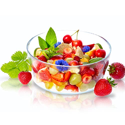 KADAX Cuenco de cristal, ensaladera, cuenco redondo de cristal, 19 cm de diámetro, cuenco profundo para frutas, ensaladas, dulces, frutero apilable, cuenco grande para ensalada, decoración de mesa,