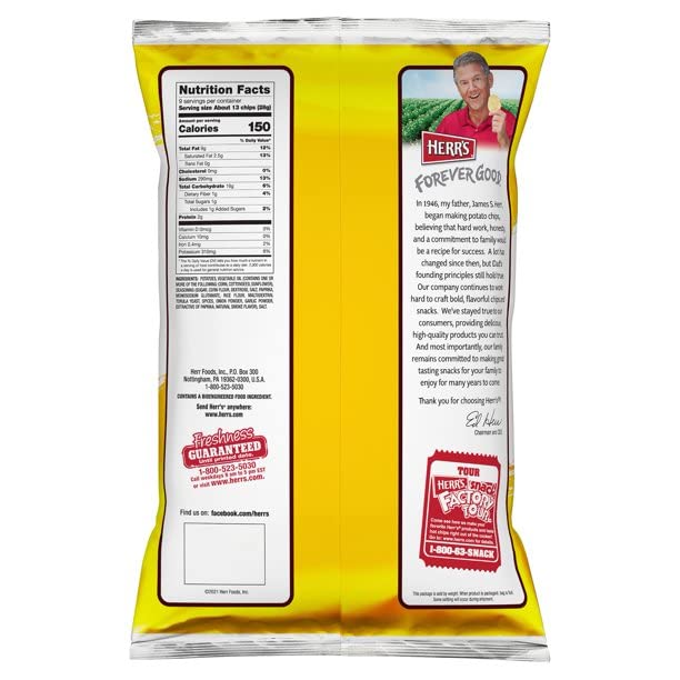 Herr's Foods Barbecue BBQ Potato Chips, Sharing Size Bags (3 Bags)