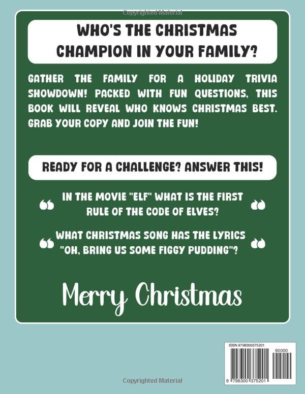 Christmas Trivia Quiz Book for Family: A Christmas Gift Idea Packed with 99+ Trivia Quizzes for Families & Friends to Test Holiday Knowledge (Christmas Presents Ideas) image 3