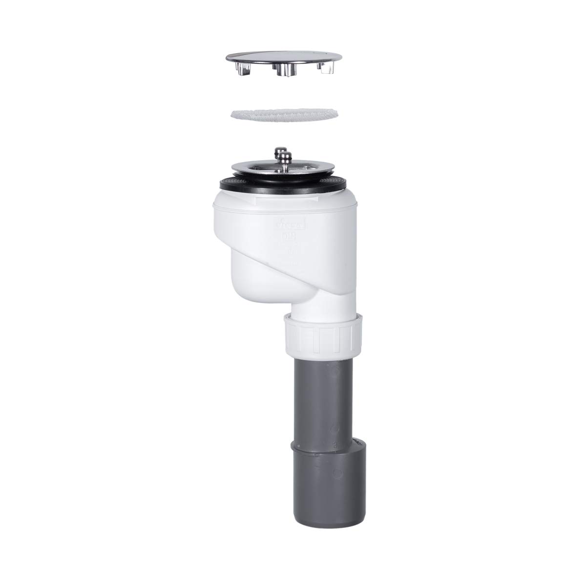 Ensemble TRAPFLEX - Ensemble de vidage Domoplex 6928.21 Siphon en Chrome (Vertical) avec Filtre à Cheveux, Attrape-Cheveux Gratuit
