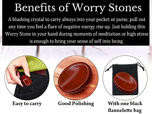 Image of Amazing Gemstone Set of 4 Thumb Worry Rubbing Stone for Anxiety Healing ~ Amethyst, Rose Quartz, Tigers Eye, Black Tourmaline Oval Cabochon Stone ~ Easy to Carry Natural Crystal Pocket Palm Stone