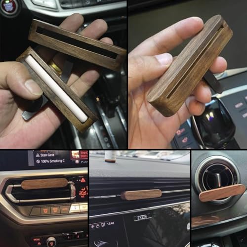 Image of 1-Pack Car Diffuser Vent Clip,Non-Electric Essential Oil Air Freshener, Refillable Walnut Wood Design, Interior Car Vent Diffuser Clips, Automotive Decoration Accessories (No Essential Oils)