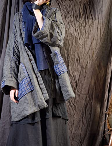 NFYM Women's Lightweight Quilted Linen Jacket Open Front Two Buttons Winter Patchwork Outwear4