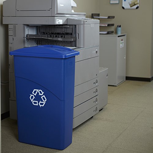 Image of Rubbermaid Commercial Products Slim Jim Trash Can Lid Blue Waste Lid for Paper /Bottle /Can Compatible with Slim Jim 23 Gallon Recycling Container