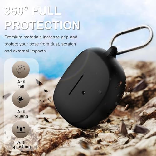 Image of Silicone Cover Compatible with Bose Ultra Open Earbuds Case Cover, Compatible with Bose Earbuds case Cover, Shockproof Protective Pouch - Black