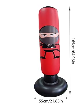 Punching Bag, Kids Boxing Bag, Boxing Equipment, Inflatable Design - Standing Boxing Toy Immediate Bounce Back Encourages Physical Activity Fun To Play With Enhances Coordination, 65 Inches