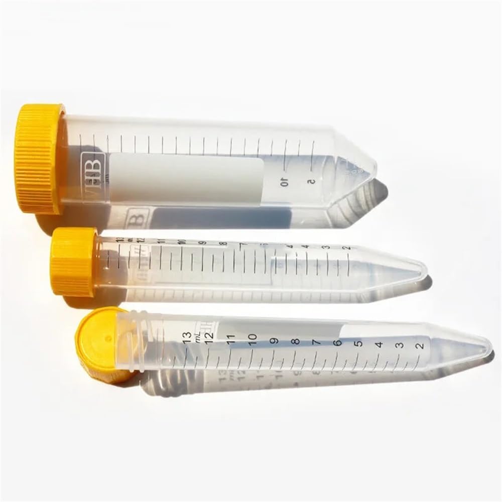 Lot de 25 tubes à centrifuger à fond pointu en plastique de 25 ml avec graduations et raccords de laboratoire(50ml-25pcs-Flat)
