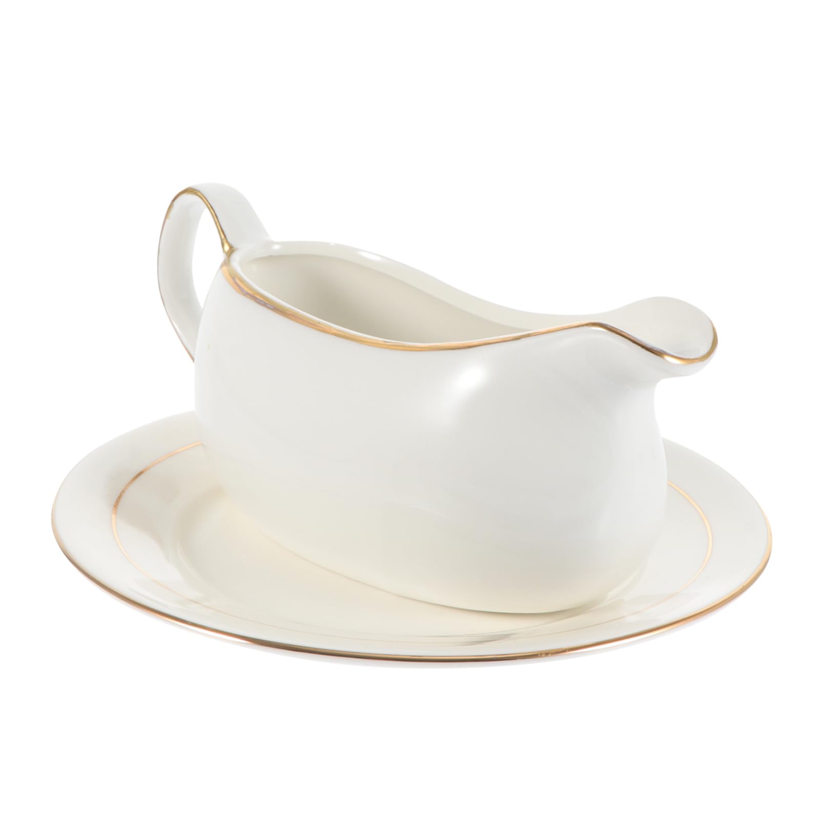 STOBAZA 1Set Ceramic Sauce Boat with Tray Elegant Trim Seasoning Boat for Gravy Dressings and Sauces Kitchen Accessory for Home Parties and Picnics