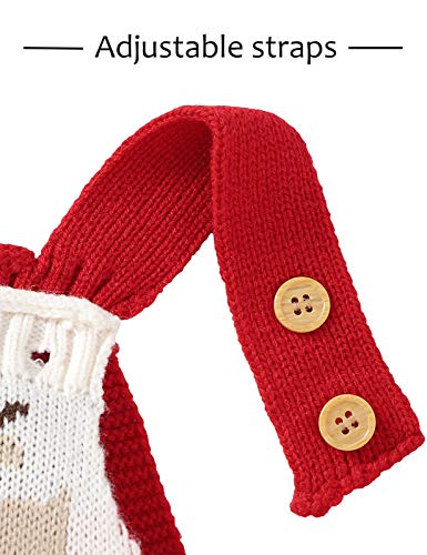 MOMBEBE COSLAND Baby Kerst Gebreide Romper Rendier Onesies Sweater Jumpsuit Mouwloze Outfit 0-24 Maanden - Afbeelding 6