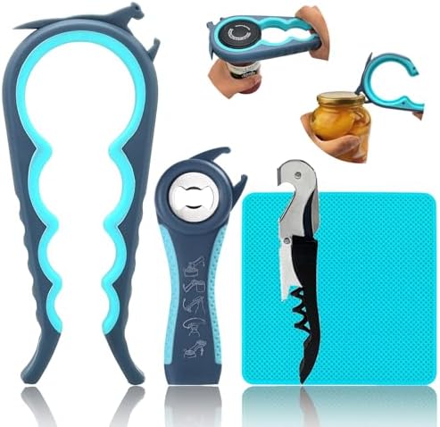 Otstar 6-in-1 Jar Opener & Bottle Opener Set for Weak Hands - Mul...