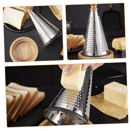 Rallador de queso con mango cómodo acero y madera miniatura 3