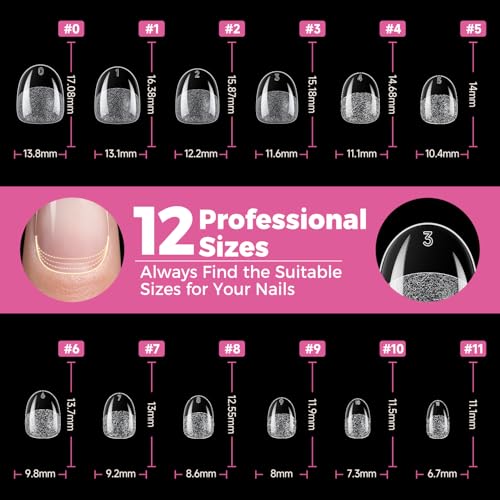 Image of UNA GELLA Extra Short Oval Round Nail Tips 312pcs Short Oval Gel Nail Tips