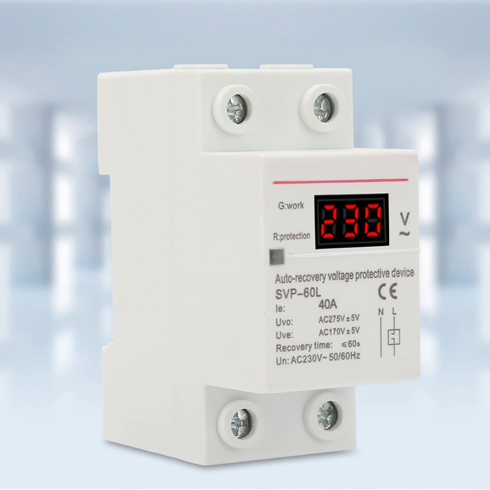 220V 40A Monofase Automatico Dispositivo di Protezione da Sovratensione e Sottotensione con Display, Guida DIN