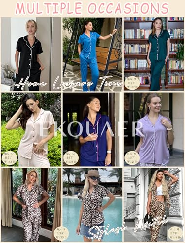 Ekouaer Pajamas for Women Set Button Up Sleepwear Cute Pjs Ruffle Sleeve Notch Collar Loungewear with Long Pants S-XXL2