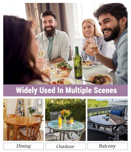 Highdi Tischdecke Abwaschbar Rund 60cm, Elastisch Druckbar Tischdecke Outdoor Lotuseffekt Tischdecken Table Cloth für Garten Restaurant, Ideal für 40cm-50cm