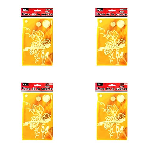 PLUS HOME BANDEJA DE UVAS,BOLSA UVAS DE LA SUERTE 10X20CM 4 COLORES SURTIDOS(PACK DE 4 PAQUETES CONTIENE 48 BOLSITAS)