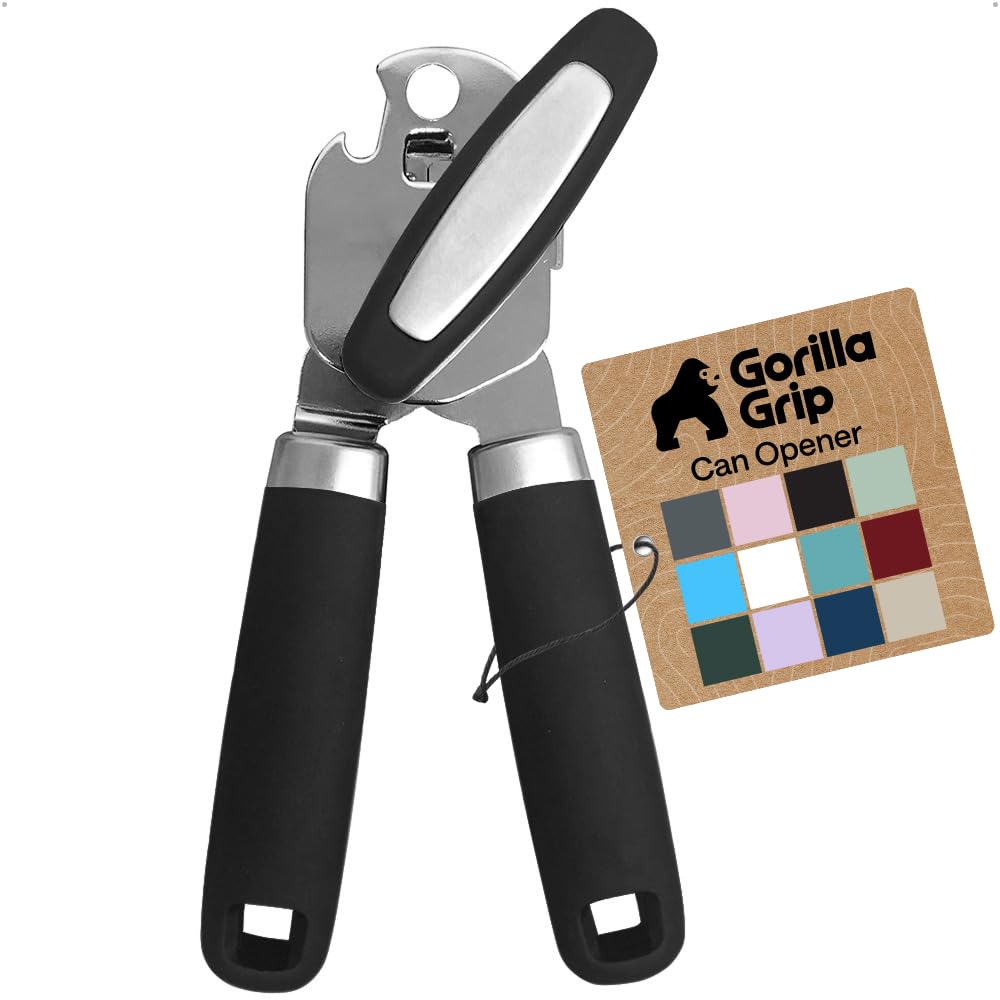 Gorilla Grip, apribottiglie manuale e apribottiglie, in acciaio inox resistente, con bordo liscio, manico ergonomico morbido, manopola portatile di grandi dimensioni, utensile da cucina