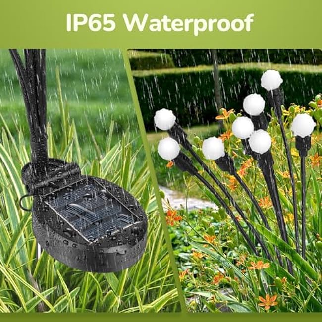 Solar Garden Lights,Solar Swaying Lights, Outdoor Solar Lights That sway in The Wind White(2pack)