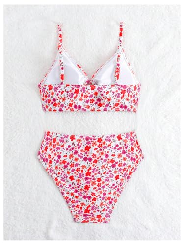 SHENHE Girl's Floral Swimsuits 2 Piece O Ring Spaghetti Strap Cute Bikini Set Bathing Suits2