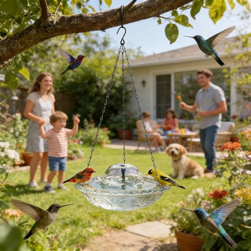 Bañeras claras para exterior que atraen colibríes con fuente USB 3