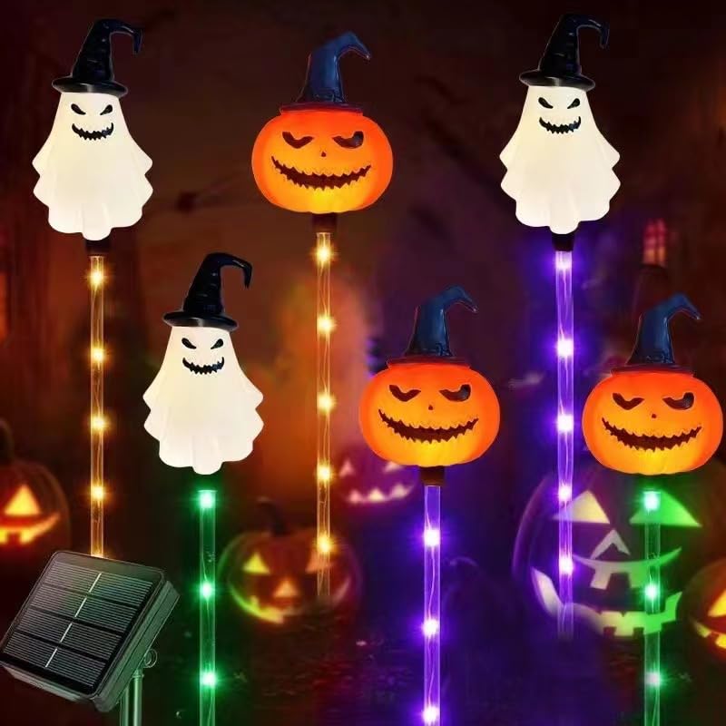 Luce Solare Da Terra A Forma Di Zucca Per Halloween - Decorazione Da Esterno In Resina Con LED, 40 Cm