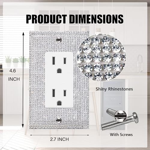 Image of Shiny Silver Rhinestones Outlet Covers Wall Plate Single Toggle Decorative Switch Plates And Outlet Covers Rhinestones Light Switch Cover