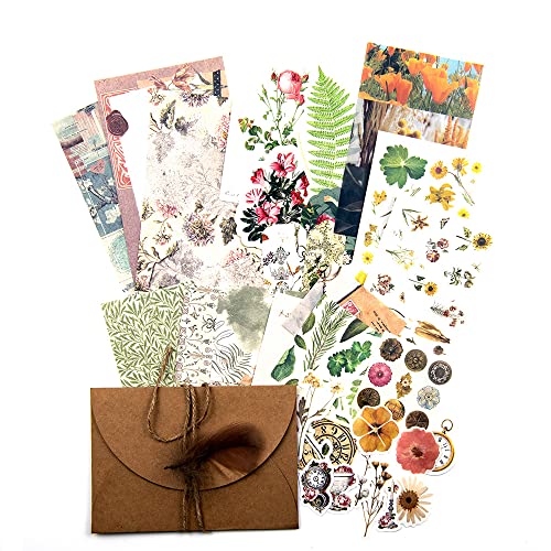 Molneso Antique Flower Sticker Kits For Scrapbooking, Journaling, Junk Journals, Card Making Vintage Botanical Paper Packs, Washi Stickers, Floral Embellishments #TOP1