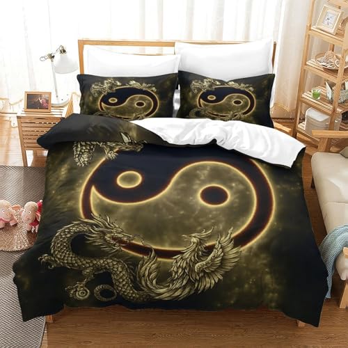 Housse de couette yin yang impression 3d douce et haute résistance - 3