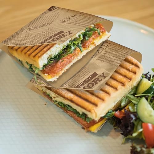 50 Lebensmittelbeutel Oldnews, 18 x 18 cm, Fast Food und Snackbeutel, 100 % recycelbare Papiertüten