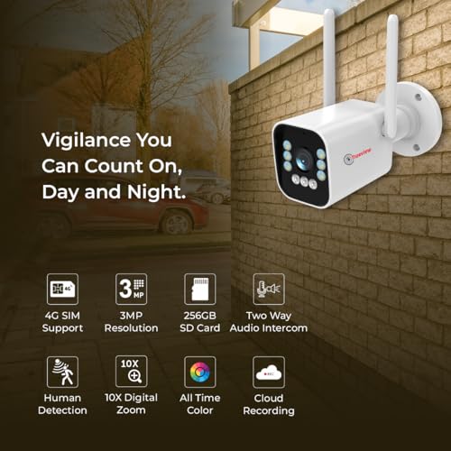 Trueview 3mp 1296p HD All Time Color 4G Sim Based Bullet CCTV Security Camera for Home, Shop, Office, Farm, and Construction Site | IP66 Waterproof... - Image 2