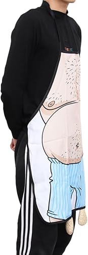 Miniatura 8 de Divertido delantal para hombres – Wacky Belly Man impreso para cocina, sin mangas, para cocinar, asar a la parrilla, para hombres, amantes de la