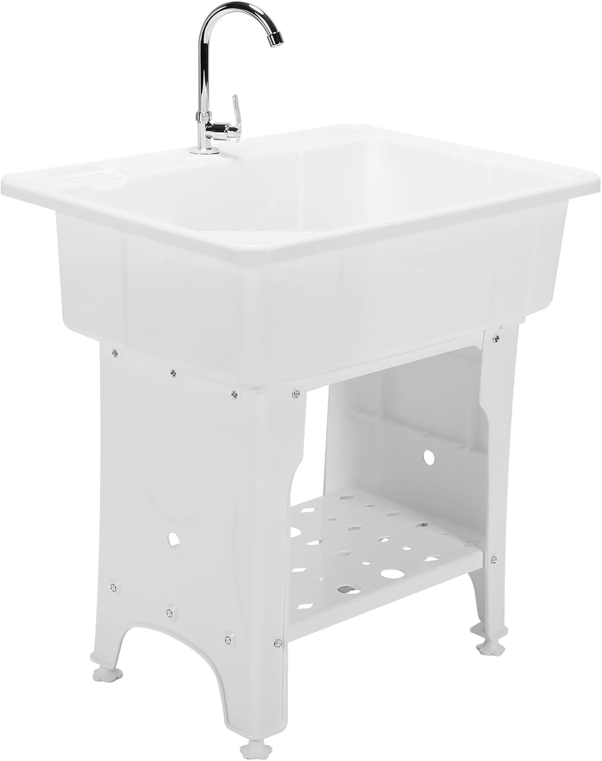 Freestanding Utility Sink W/Washboard & Faucet Laundry Table Wash Basin Multi-Purpose for Room Basement Garage