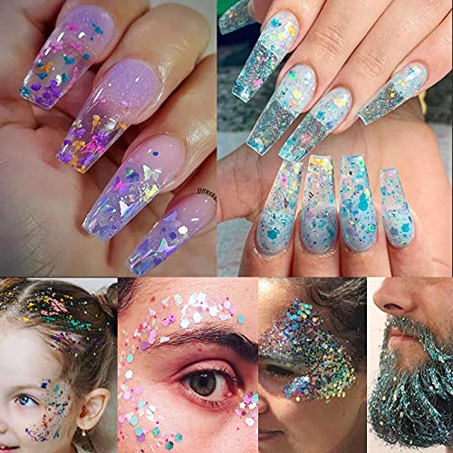 12 Colors Butterfly Star Chunky Glitter Flakes Holographic Heart Hexagon Shapes Crafts Body Glitter Sparkles Nail Sequins Stickers Accessories For Nail Arts, Resin Epoxy, Paints, Makeup #TOP6