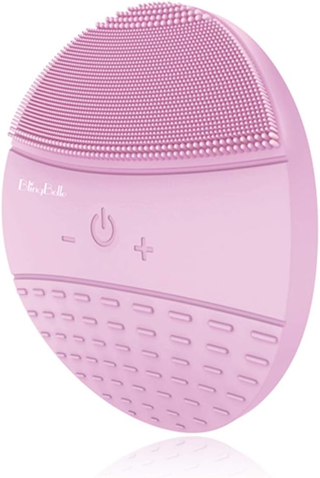 Electric Silicone Facial Cleanser Brush Five Gear Adjustment Vibration Waterproof Sonic Face Brush - Wireless charging(Pink)