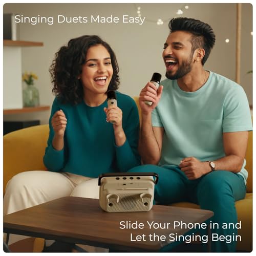 XECH Karaoke Speaker with Mic Mini TV Bluetooth Speaker Wireless Dual Mic Vocal Cancellation Magic Ai Voice Changer Rechargeable Retro Radio Birthday Party Gift for Boys Girls Friends (KTV) 2 514XdU+P6DL
