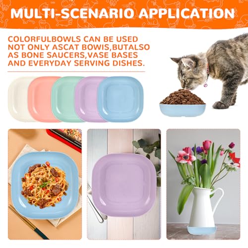 Zikenis 10 Stück Katzennapf,Katzennapf Flach,Katzenschüssel,Bunt Katzenfutter Napfset,Runden Katzenteller,Fressnapf Katze,Cat Plate für Kätzchen und Kurzbeinige Katzen