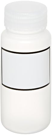 501505-0250 Polypropylene Wide Mouth Graduated Bottle with Labeling Area and Screw Cap, 250ml Capacity Case of 12
