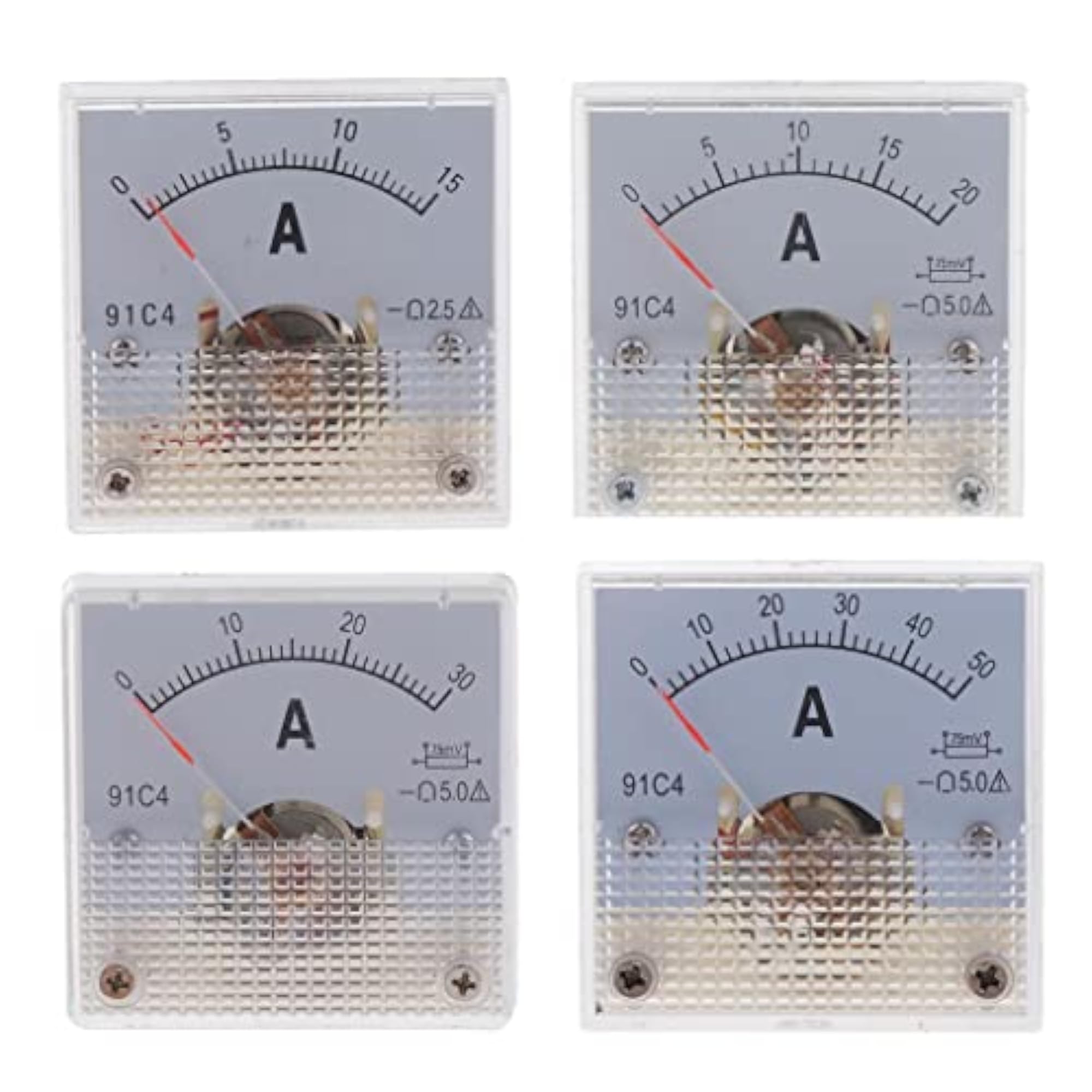 4Pcs DC Ammeter Analog Panel Meter Amp Meter Current Panel Meter Gauge 75mV