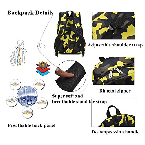 VIDOSCLA Camouflage Backpacks for Preschool Students Schoolbag Boys Bookbag for Kids4