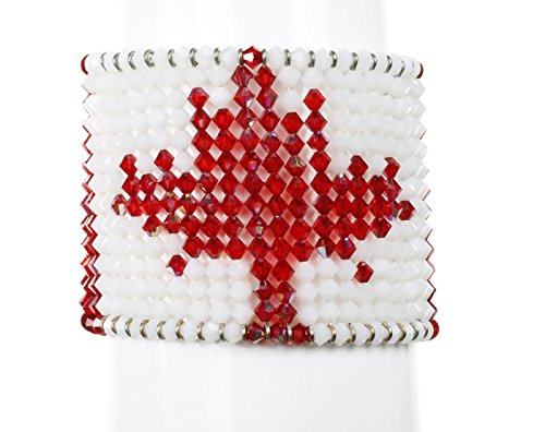 Karen Curtis Swarovski Crystal Canadian Flag Cuff Bracelet #TOP6