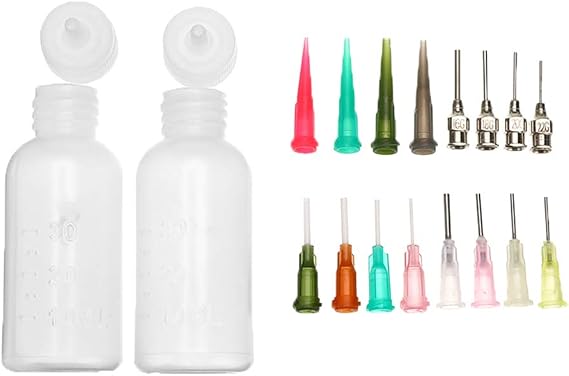 Jagua Henna Temporary Tattoo Kit Applicator Bottle with 16 Tip Needles for Henna Tattoo Cone Tattoo Bottle Kit - 2 Pieces and 16 Tips