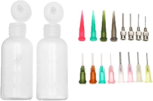 Jagua Henna Temporary Tattoo Kit Applicator Bottle with 16 Tip Needles for Henna Tattoo Cone Tattoo Bottle Kit - 2 Pieces and 16 Tips
