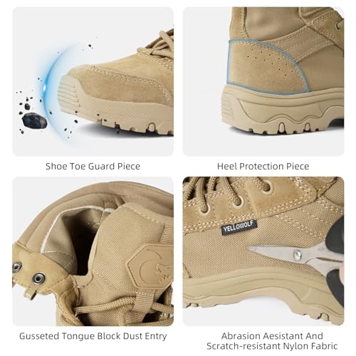 Yellowolf Women'S Lightweight Tactical Combat Boots Military Work Boots For Women 6 Inch Army Desert Boots,Tan 9 thumb #4