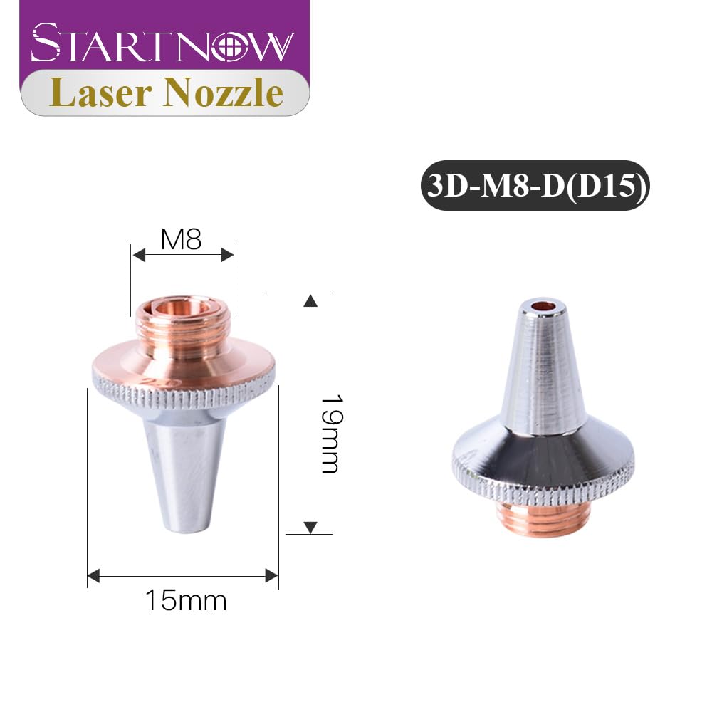 Startnow Testa della macchina per saldatura laser a braccio 3D Ugelli laser Manipolatore automatico in fibra Dispositivo di taglio CNC Precitec Raytools Parts (3D-M8-D (D15) 10 pezzi, 2,0 mm)