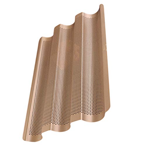 Pão de baguete Cabilock antiaderente perfurado francês assadeira 3 pães ondulados assadeira de pão f