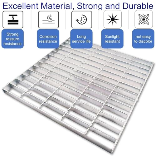 Image of Galvanized Steel Drain Grate, Driveway Channel Cover 20x20 in