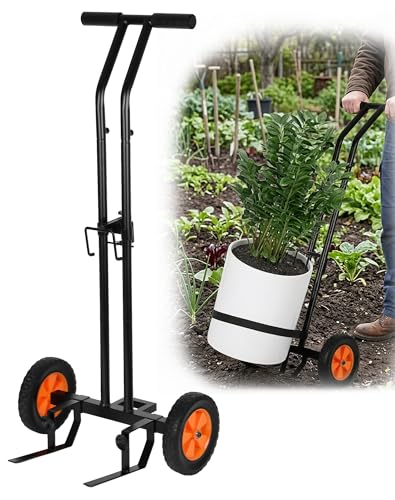 Deerift Heavy Duty Plant Caddy with Wheels Plant Dolly Cart Adjustable Grabbing Arm & Suction Cups for Easy Plant Movement Versatile Indoor/Outdoor Plant Dolly Trolley Cart with Strap Black